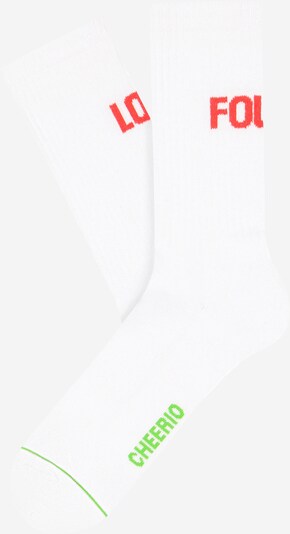 CHEERIO* Socken 'LOST/FOUND' in grün / rot / weiß, Produktansicht