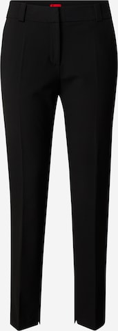 HUGOSlimfit Hlače na crtu 'Hetana-1' - crna boja: prednji dio