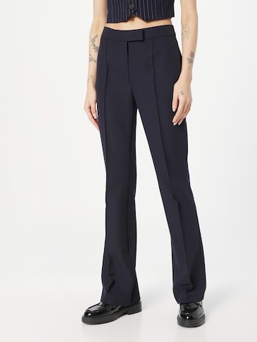 MORE & MORE Flared Trousers with creases in Blue: front