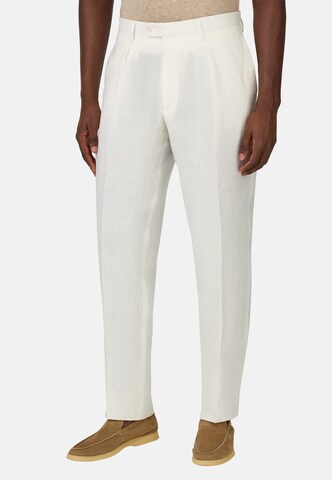 Boggi Milano Slimfit Bandplooibroek in Wit: voorkant