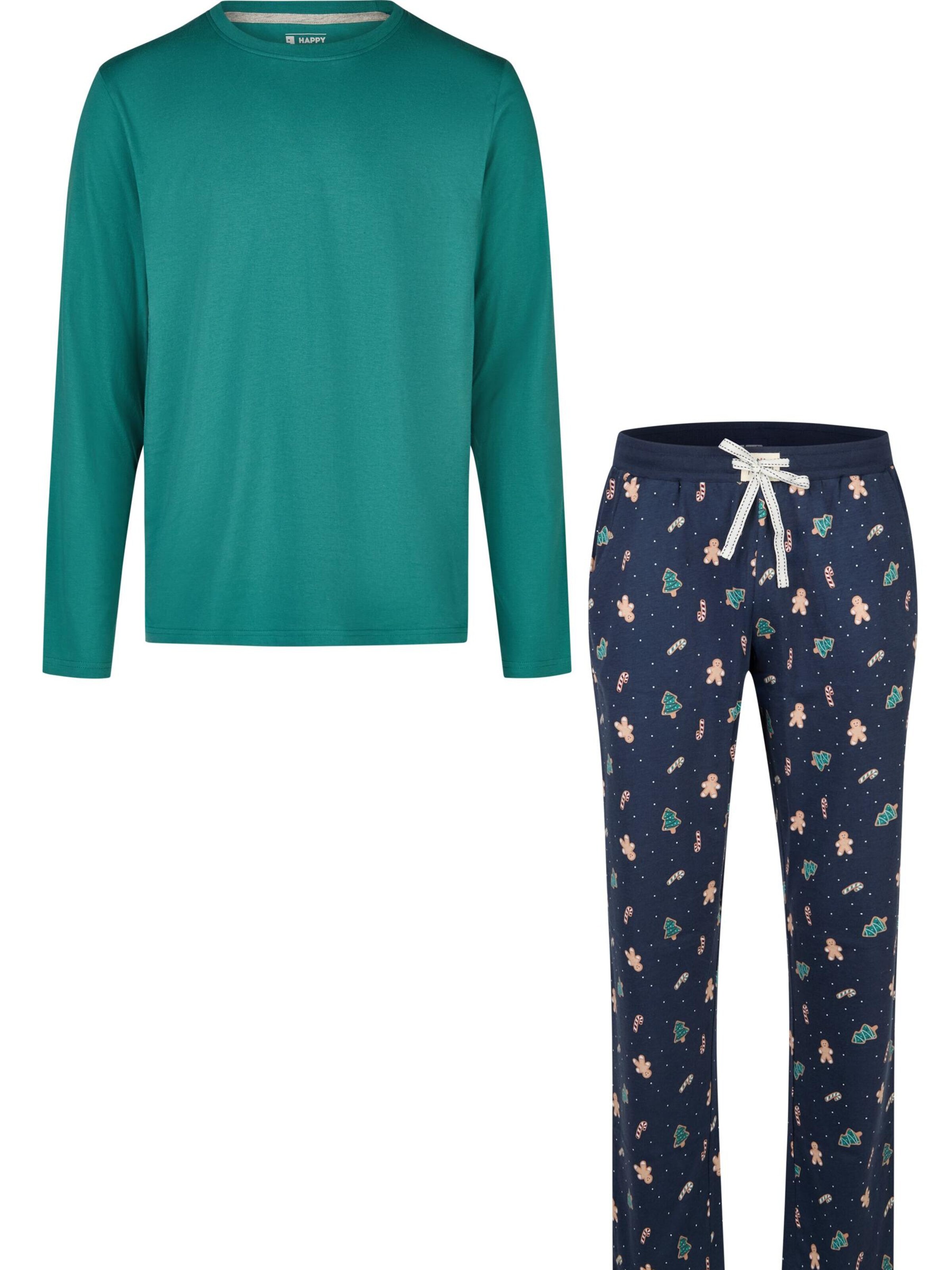 Happy Shorts Long Pajamas 'Christmas' in Green: front