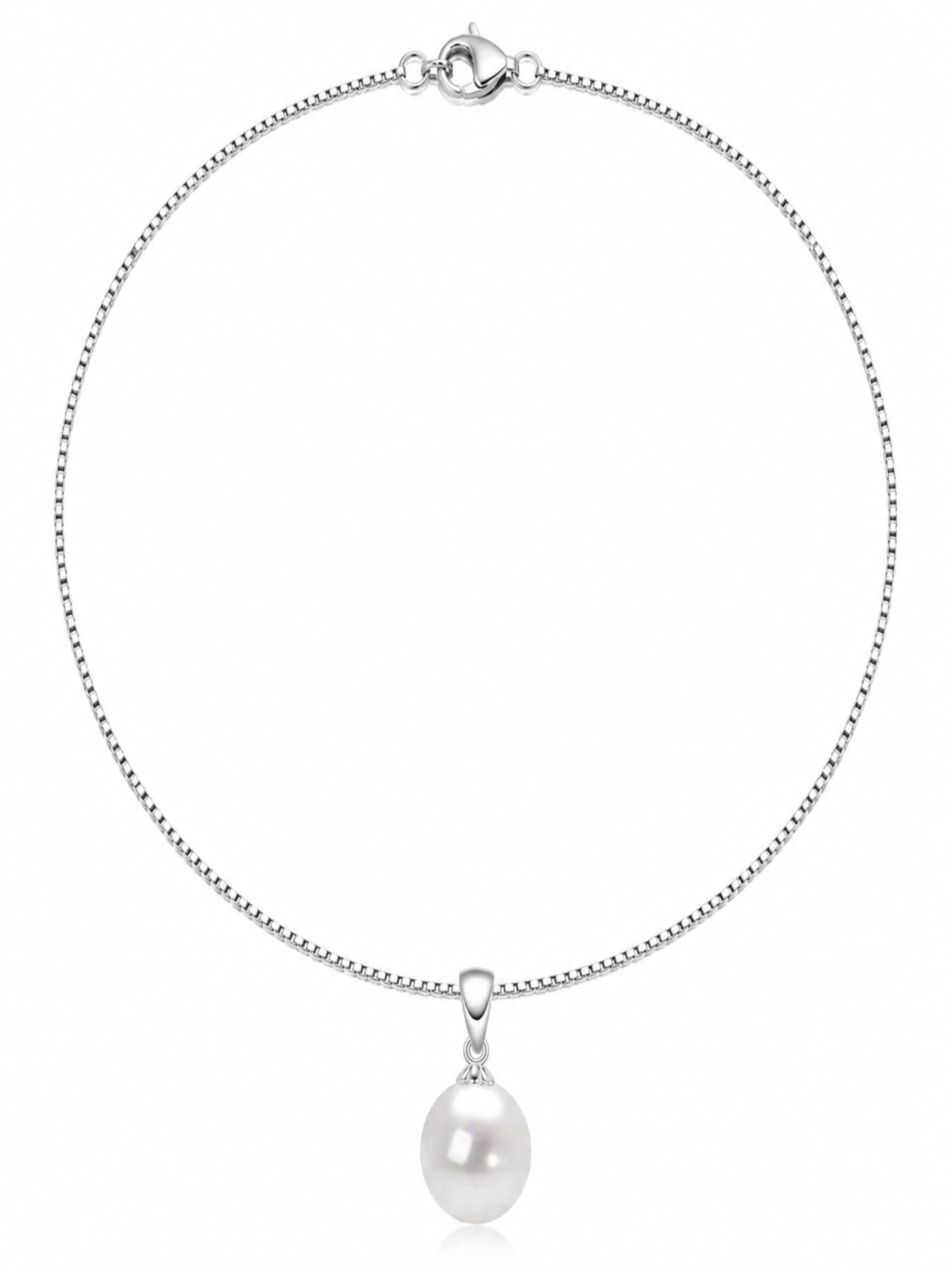 ROUGEMONT Jewellery Kette 'Elegante Damen Perlenkette 925 Sterling Silber echte Süßwasserperle'‌‌‌‌‌‌ in Silber: Vorderseite