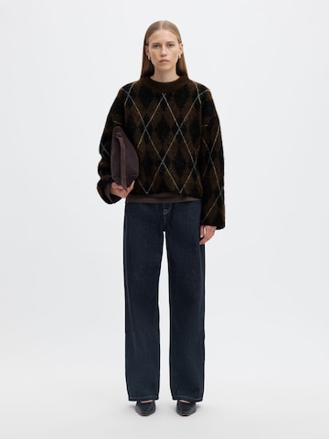 SELECTED Pullover 'Argyle' in Braun