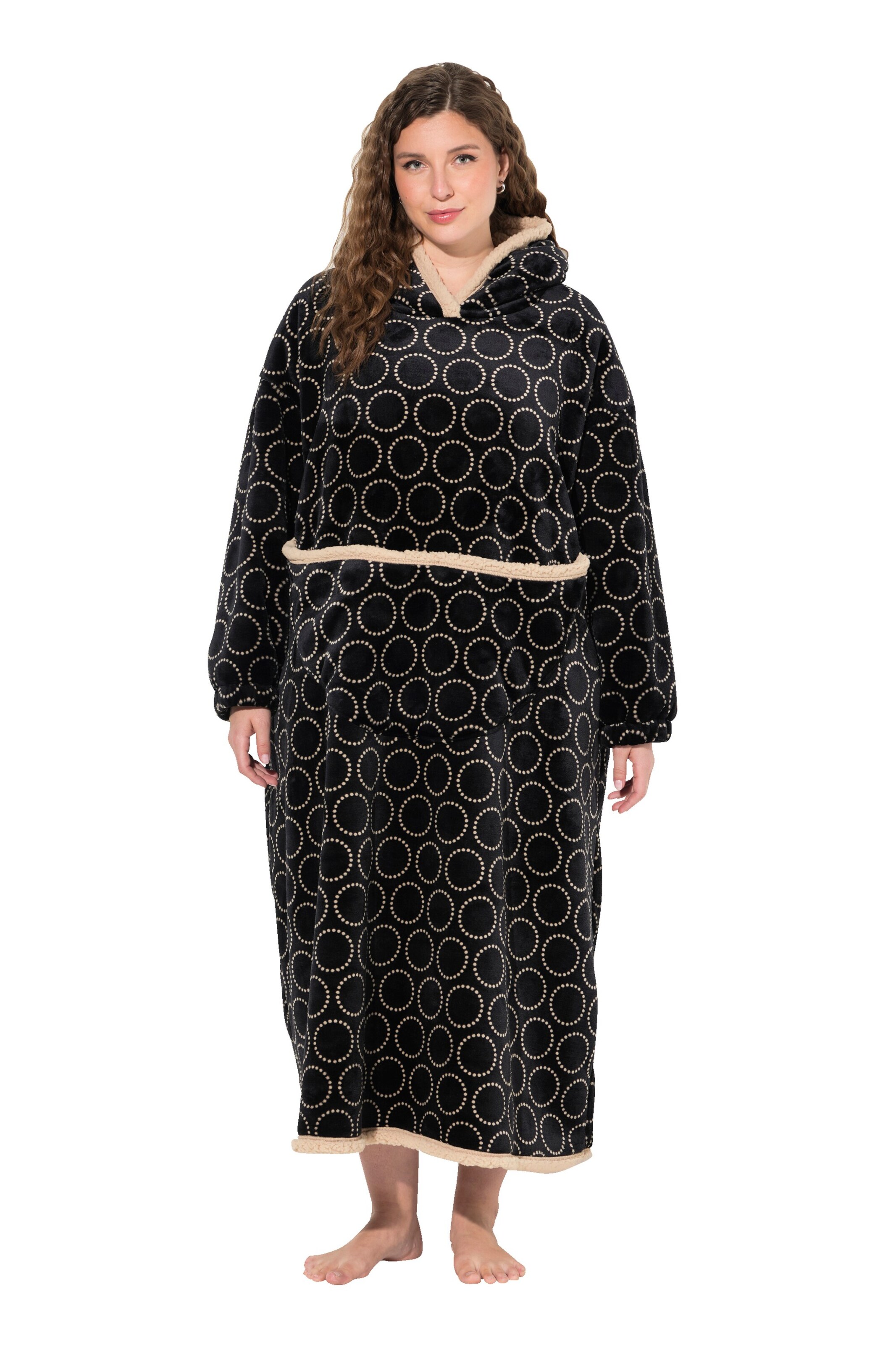 Ulla Popken Bademantel in Schwarz: Vorderseite