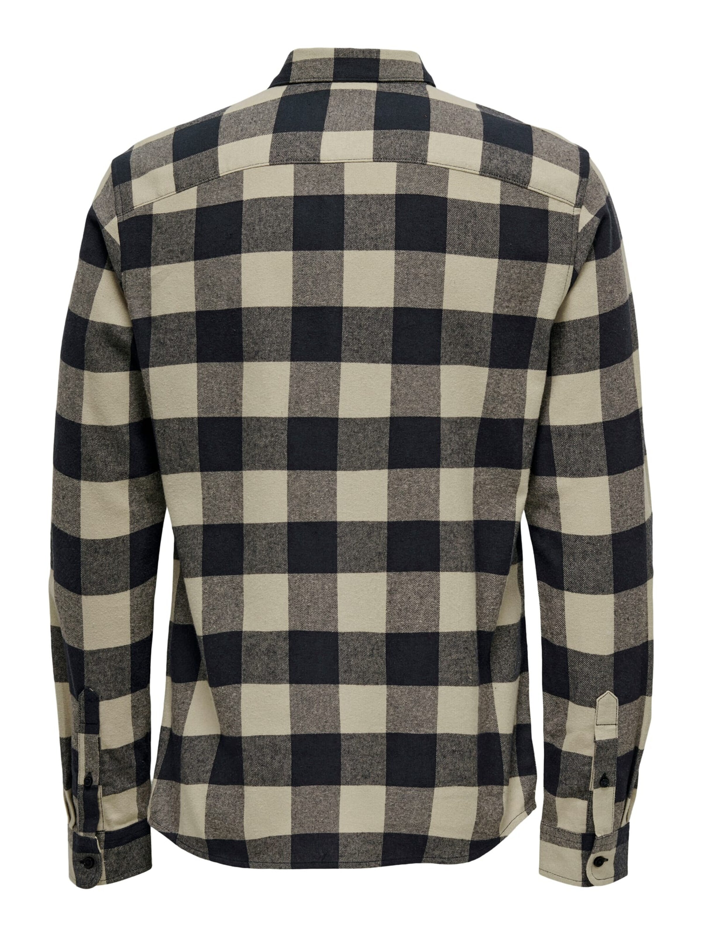 Only & Sons Comfort fit Button Up Shirt 'Gudmund' in Beige