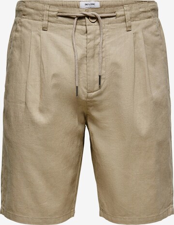 Pantalon à pince 'Leo' Only & Sons en beige : devant