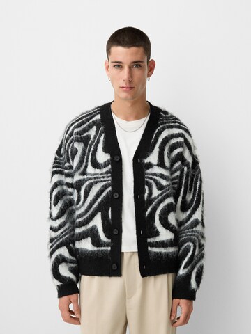 Bershka Knit cardigan in Black: front