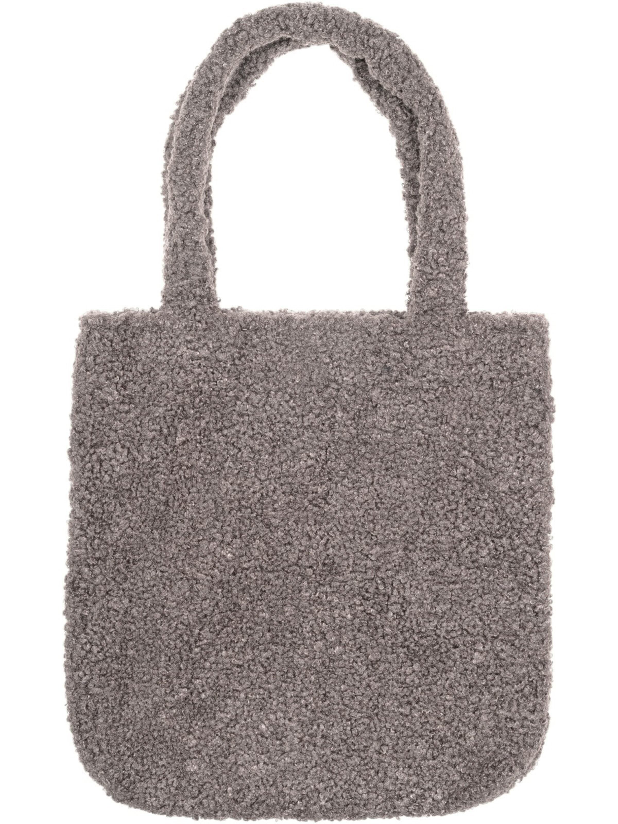 styleBREAKER Schultertasche 'Teddyfell Beuteltasche'‌‌‌‌‌ in Grau: Vorderseite