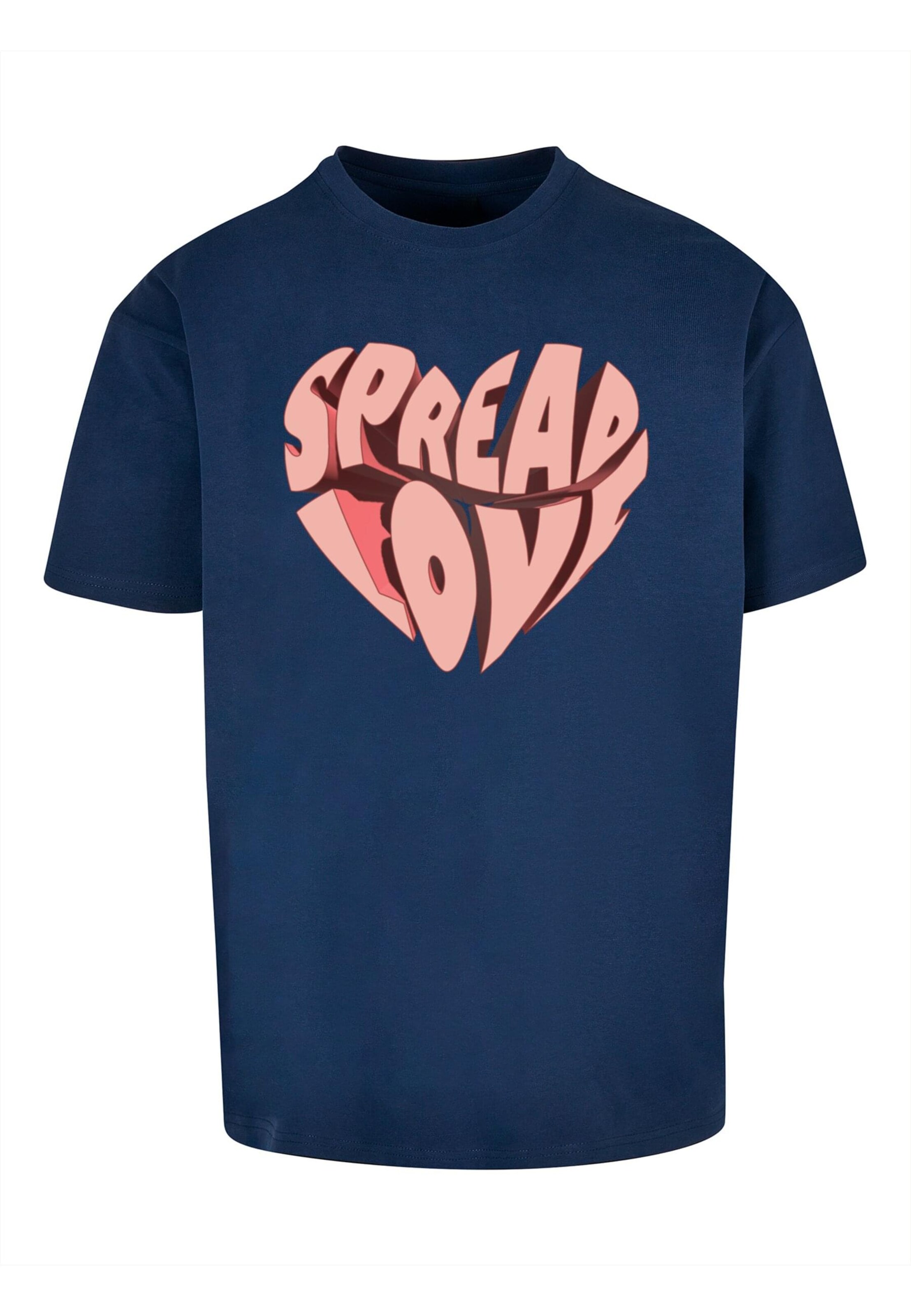 Merchcode Shirt 'Hug & Love - Spread Love' in Blauw: voorkant