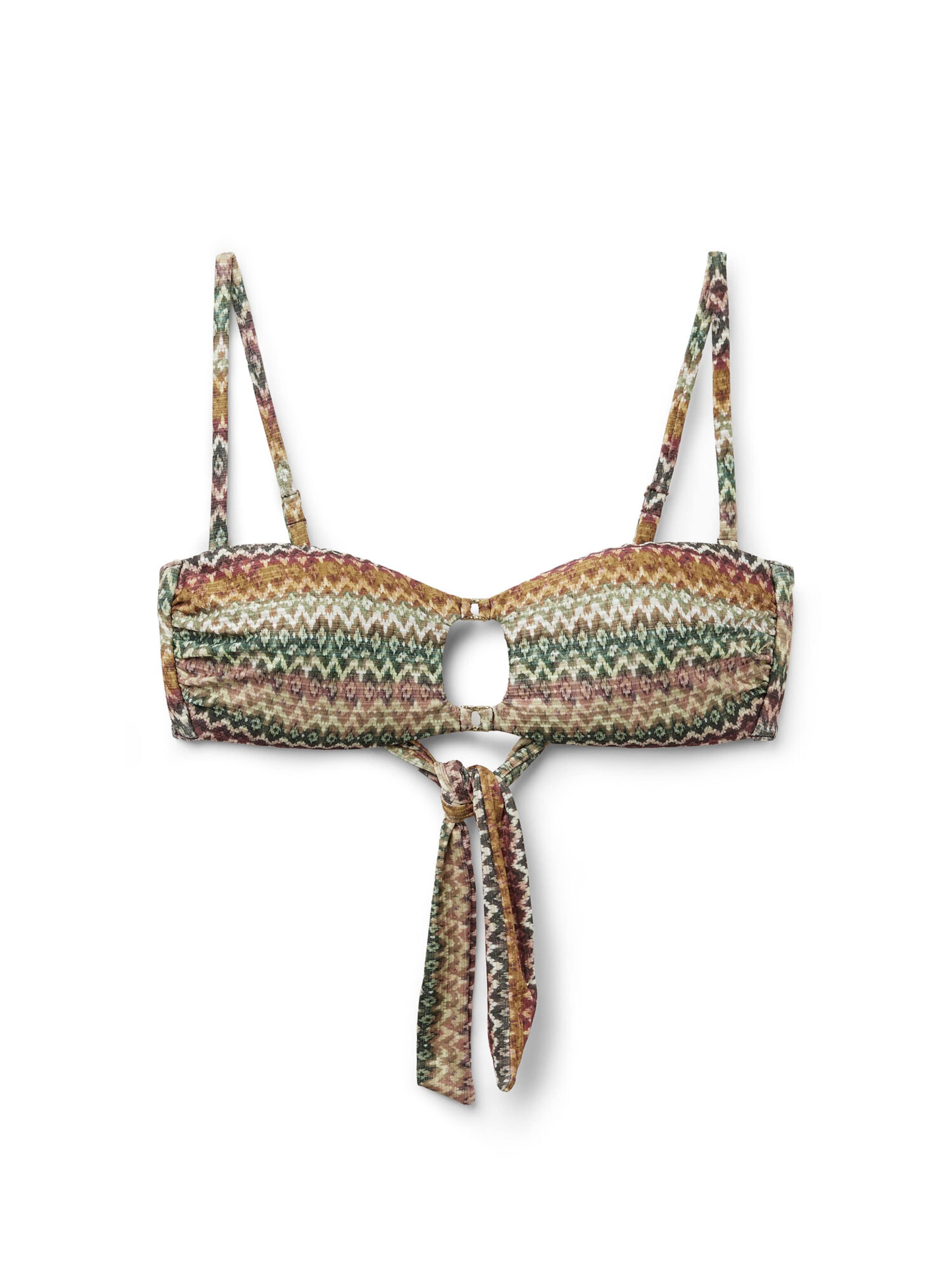 CALZEDONIA Bandeau Bikini Top 'Elegant Ethnic' in Green: front