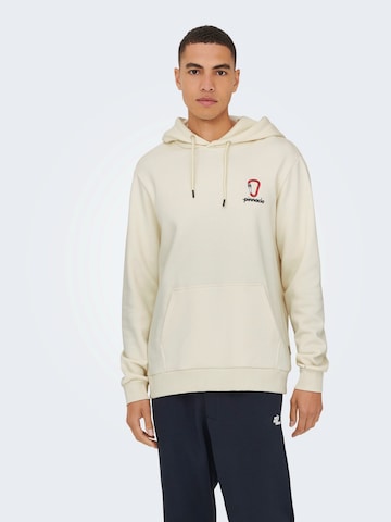 Only & Sons Sweatshirt 'ONSCERES KENNY' in Wit: voorkant