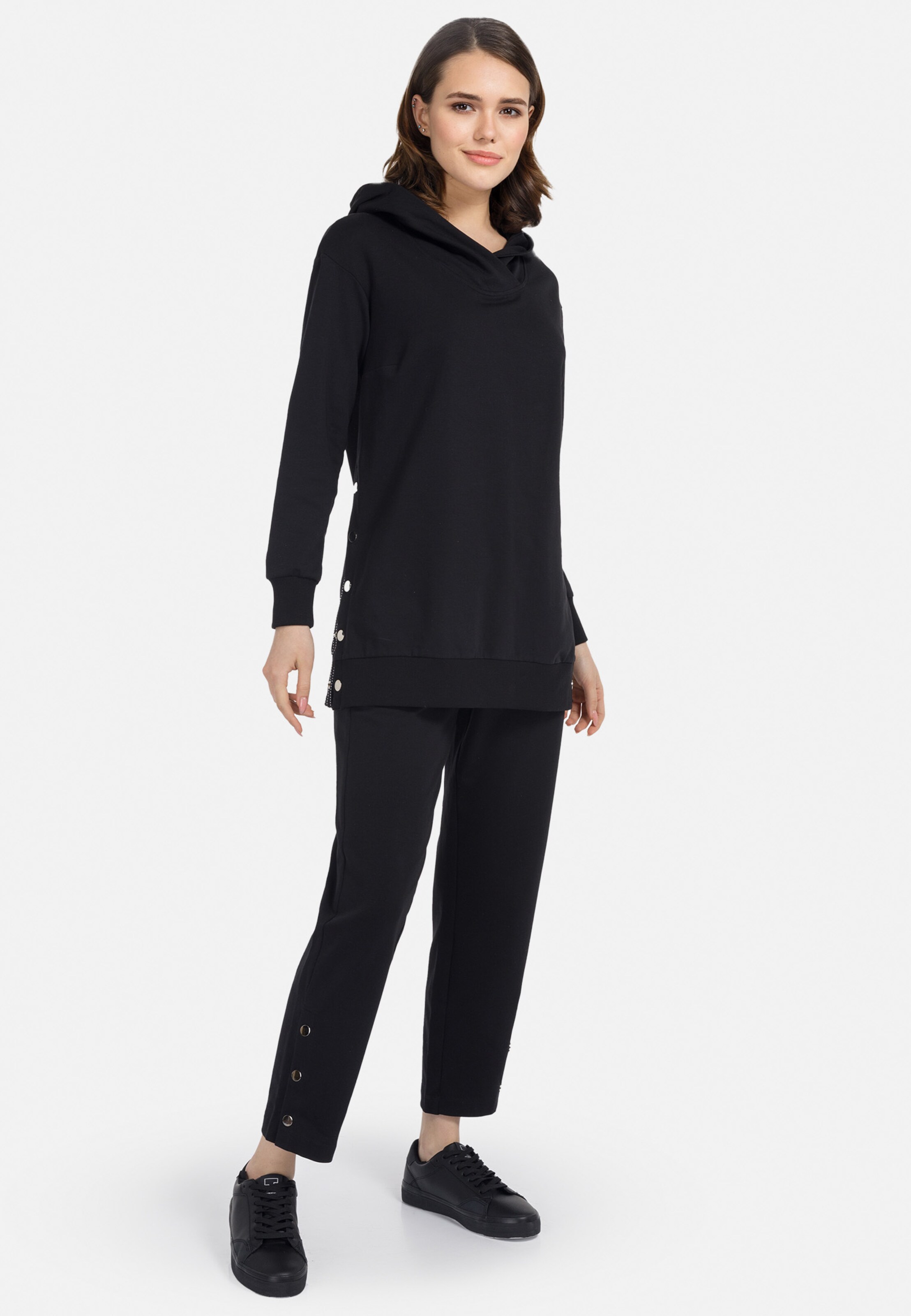Frauen Große Größen HELMIDGE Sweatshirt in Schwarz - QM12858