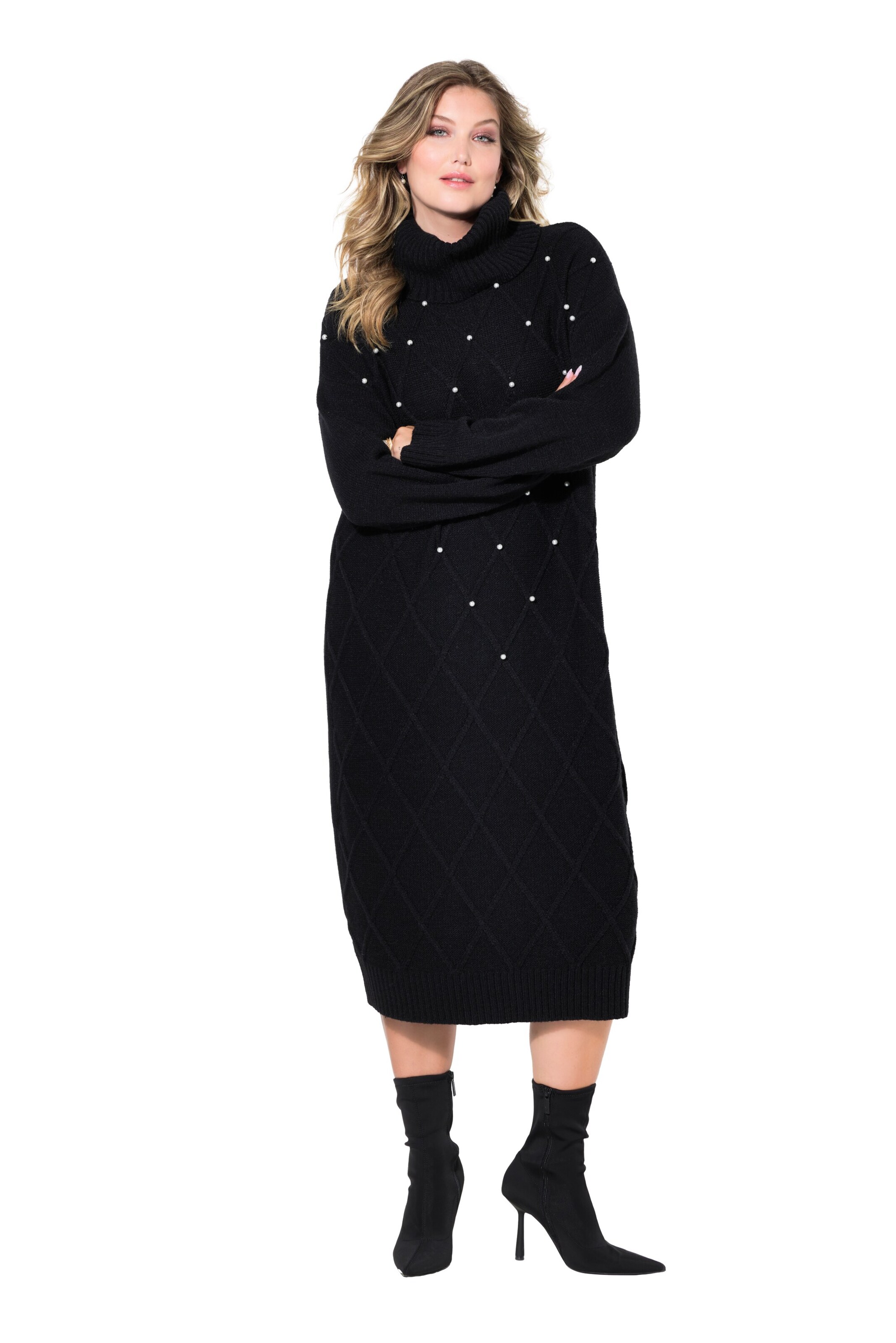 MIAMODA Gebreide jurk in Zwart: voorkant