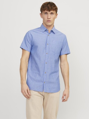 JACK & JONES Slim fit Button Up Shirt 'Abel' in Blue: front