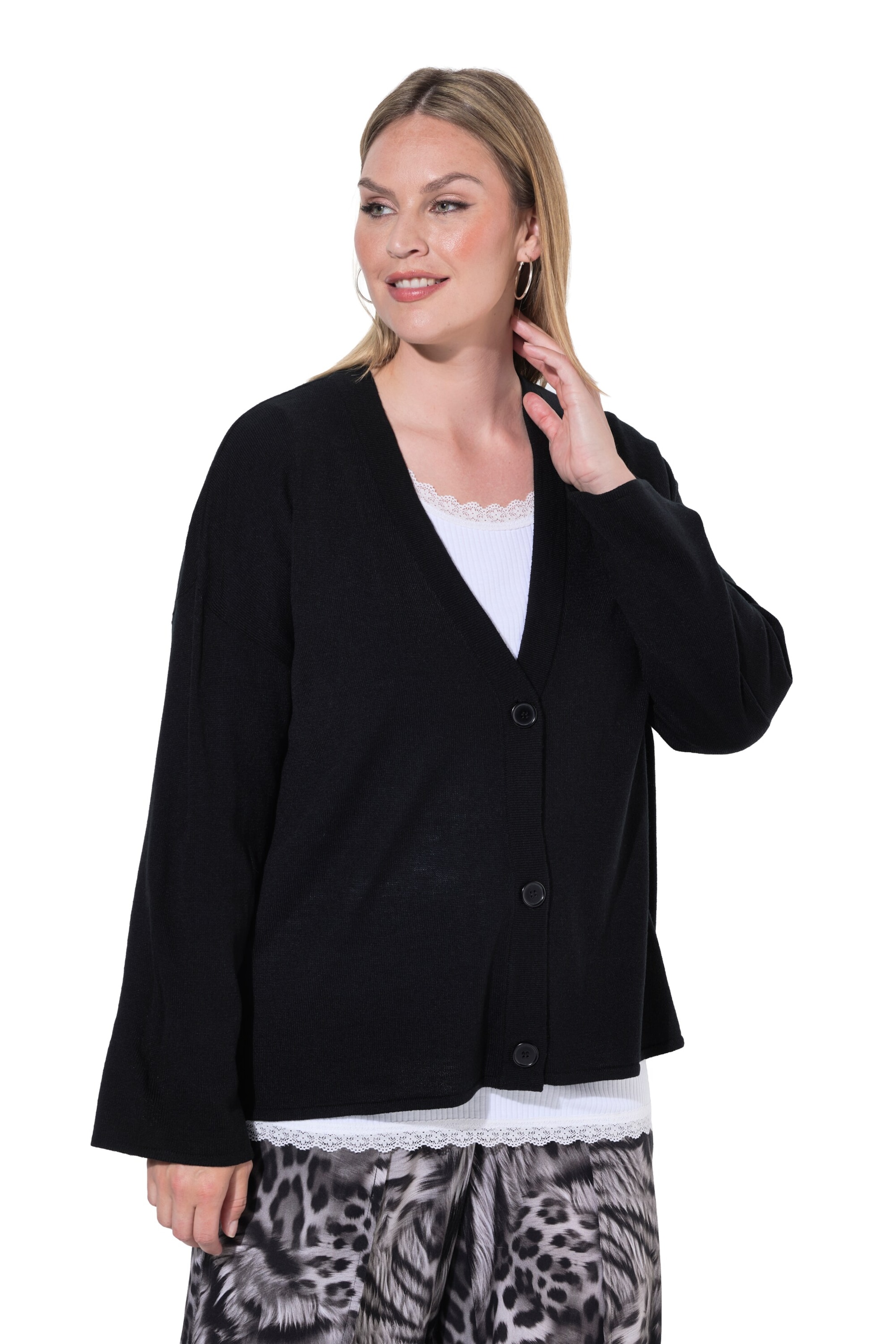 MIAMODA Strickjacke in Schwarz: Vorderseite