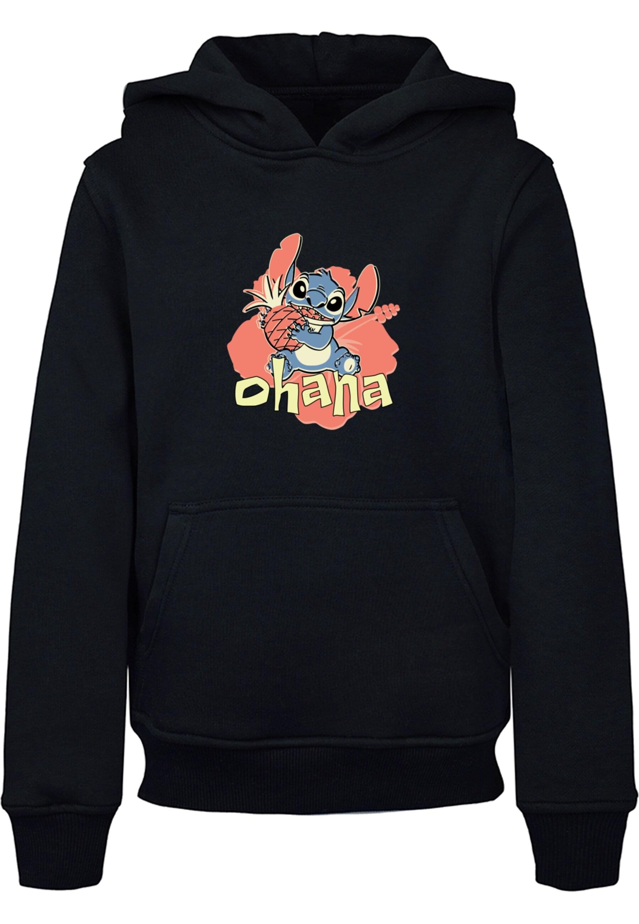 ABSOLUTE CULT Sweatshirt 'Lilo And Stitch - Ohana Pineapple' in Schwarz: Vorderseite