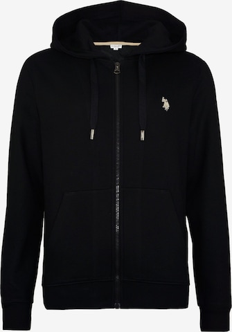 Veste de survêtement U.S. POLO ASSN. en noir : devant