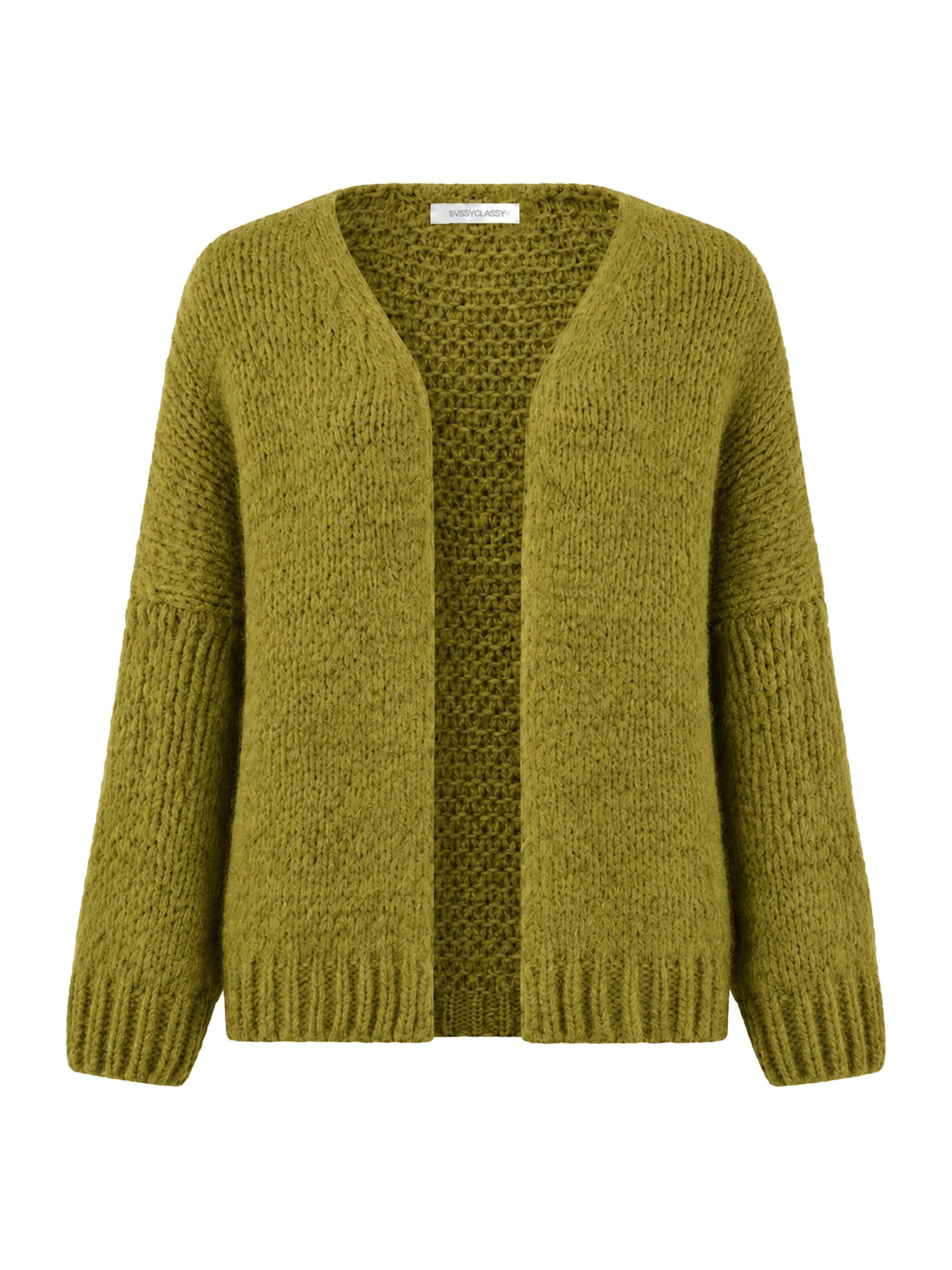 SASSYCLASSY Oversizestrickjacke‌ in Grün: Vorderseite