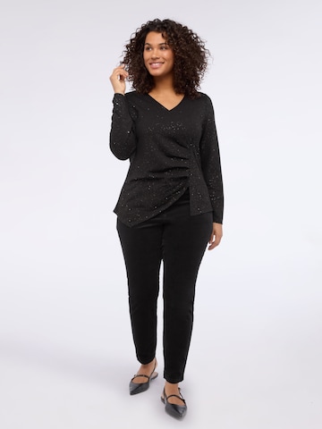 Coupe slim Pantalon Fiorella Rubino en noir