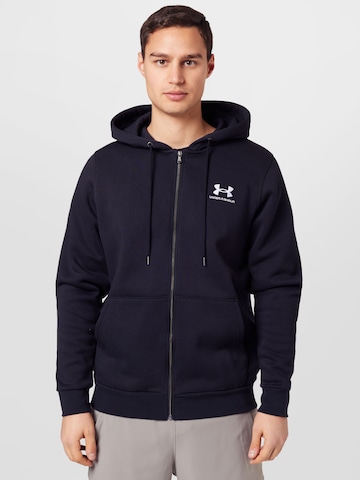 UNDER ARMOUR Αθλητική ζακέτα φούτερ 'Essential' σε μαύρο: μπροστά