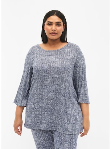 Zizzi Blouse 'VGIA' in Blauw: voorkant