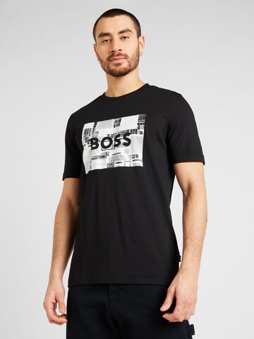 Tricou de la BOSS pe negru: față