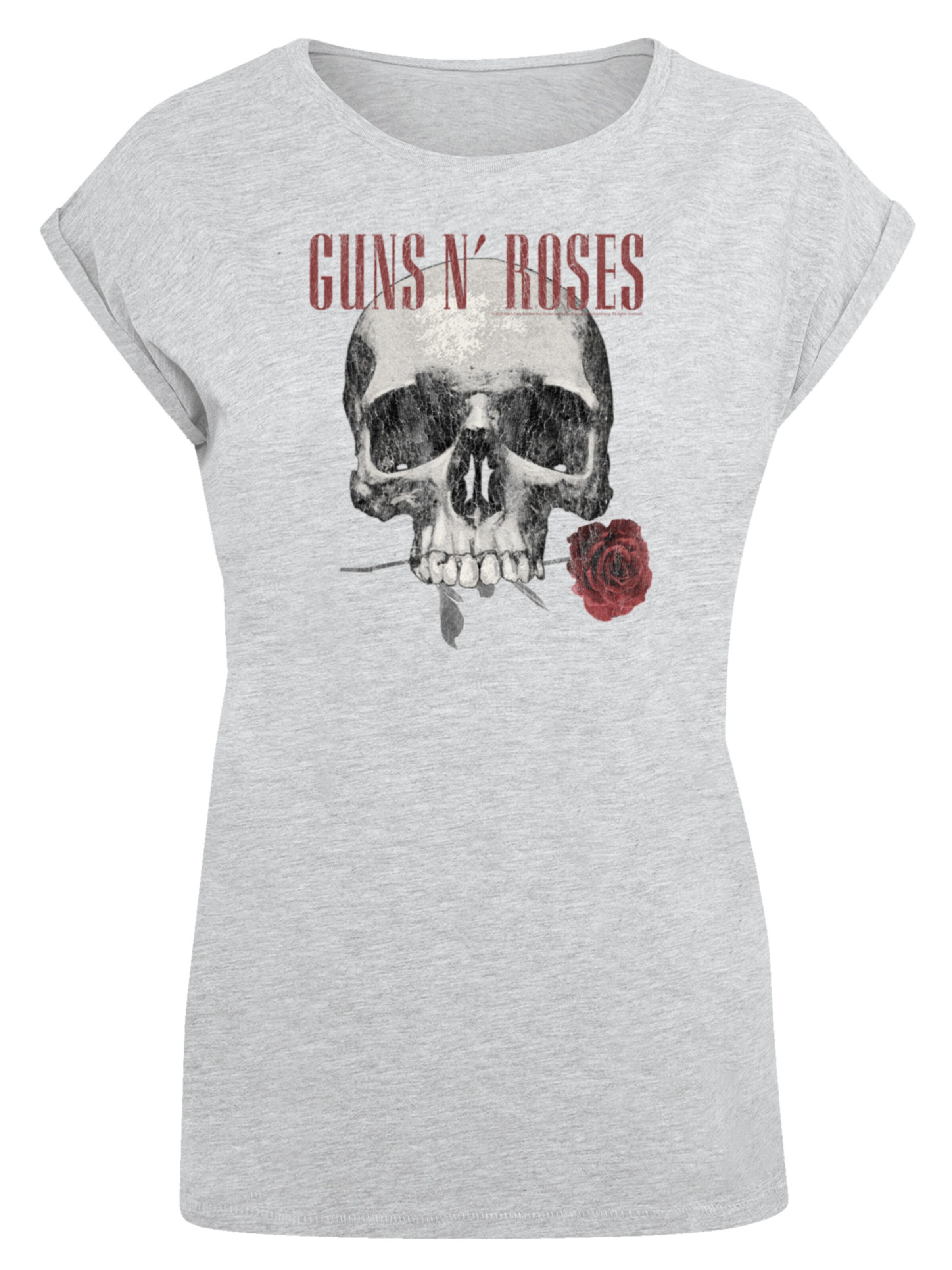 T-shirt 'Guns 'n' Roses Flower Skull Rock Musik Band' F4NT4STIC en gris : devant