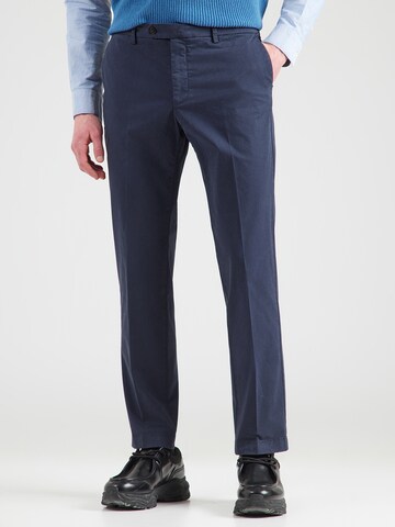 Hackett London Regular Trousers with creases 'SANDERSON' in Blue: front