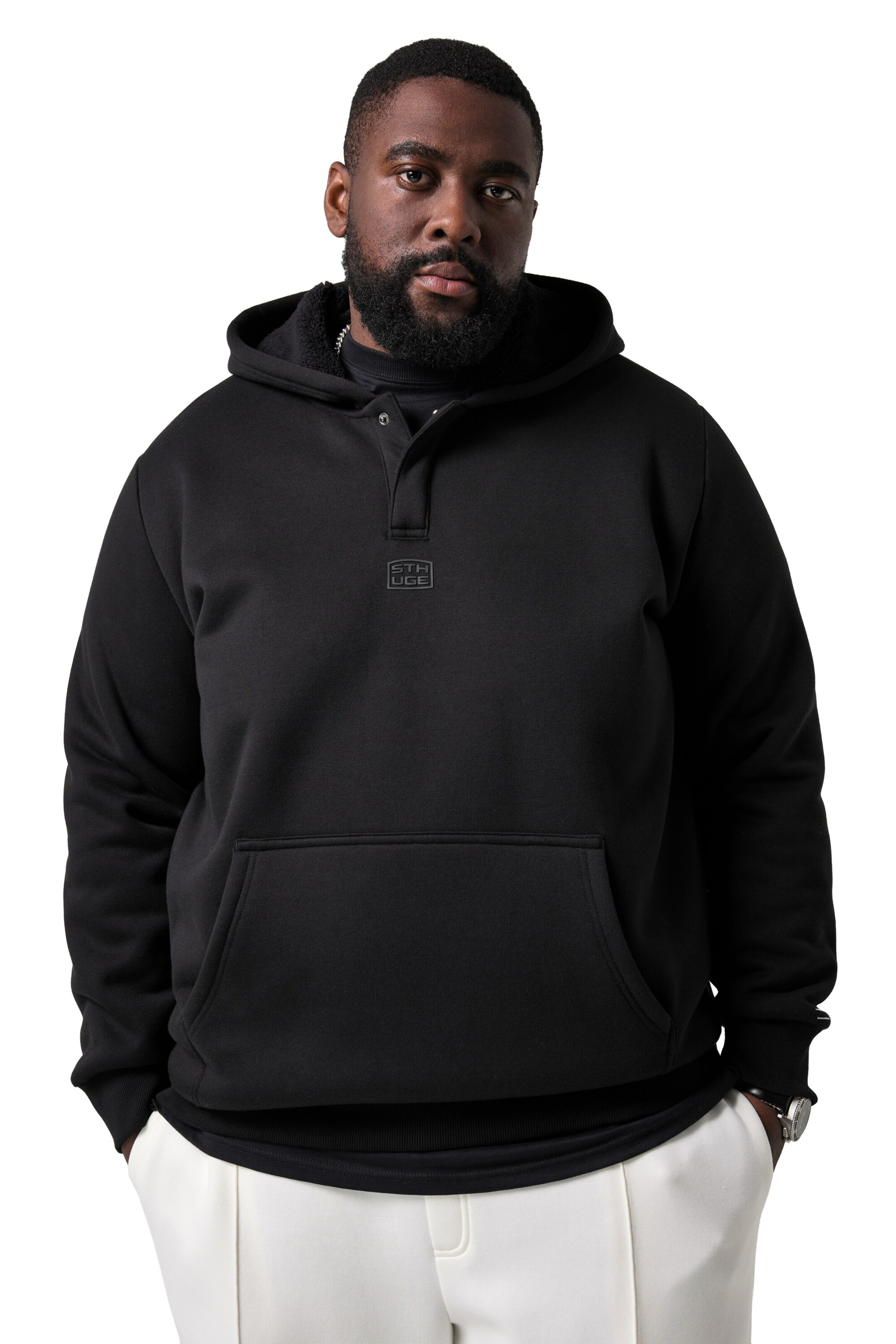STHUGE Sweat jacket in Black: front