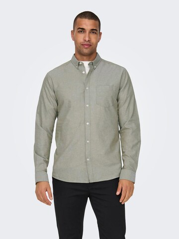 Only & Sons Regular fit Button Up Shirt 'ONSAlvaro' in Green: front
