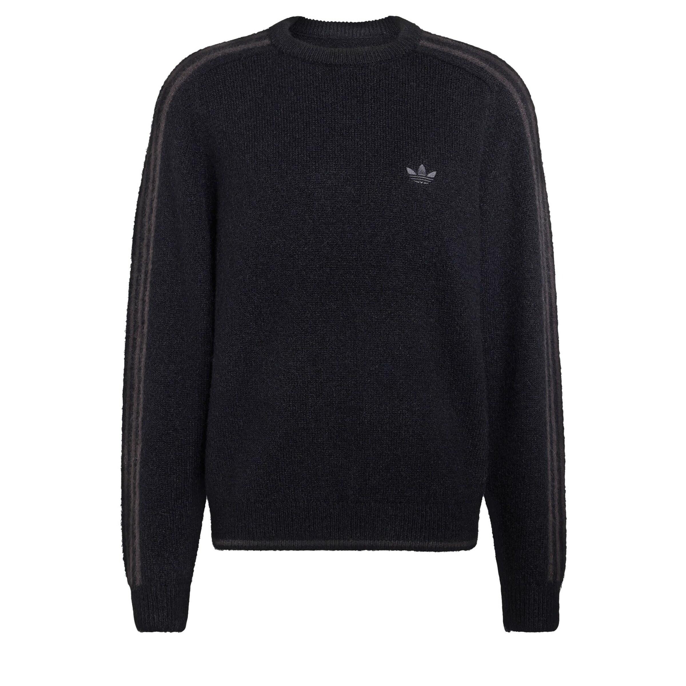 ADIDAS ORIGINALS Πουλόβερ '3 STRIPES FLUFFY KNIT CREW' σε μαύρο: μπροστά