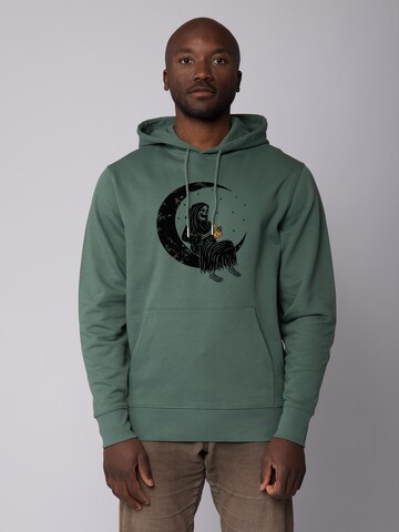 Sweat-shirt ' Pizza for life ' Watapparel en vert : devant