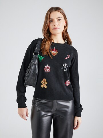 VERO MODA Kampsun 'VMXMASORNAMENTS', värv must: eest vaates