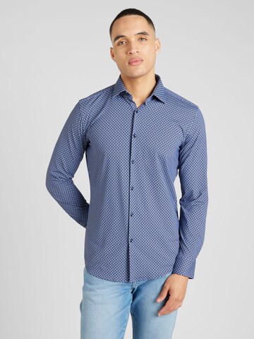 HUGO Slim fit Button Up Shirt 'Kenno' in Blue: front