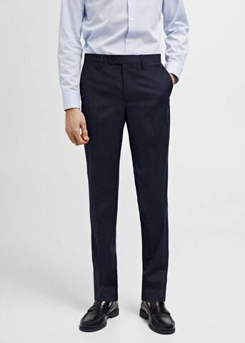 MANGO MAN Regular Pleated Pants 'Milan' in Blue: front