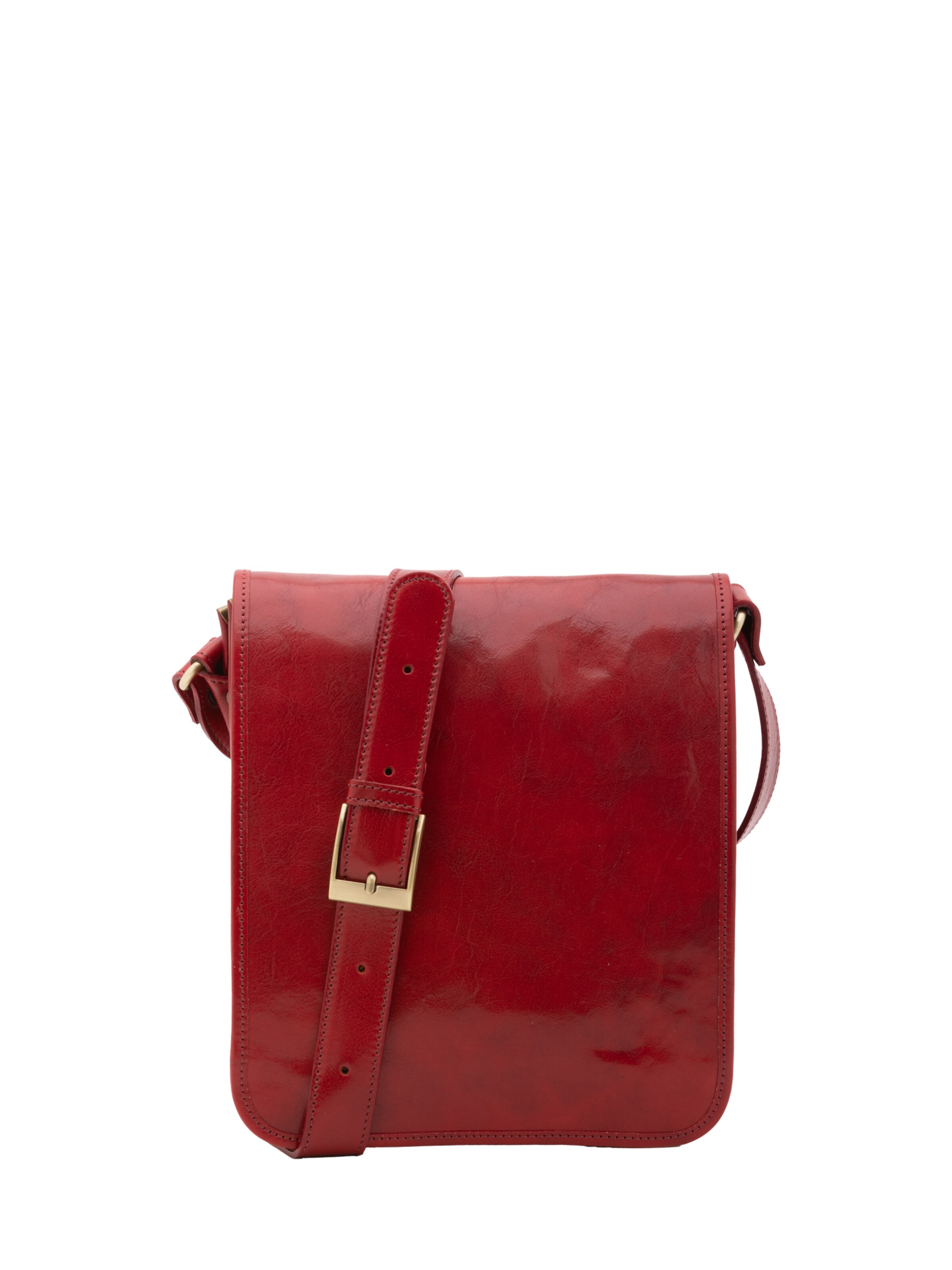 Borsa a tracolla 'Borsa a tracolla uomo vera pelle con chiusura calamita - Made in Italy' di I Fratelli in rosso: frontale