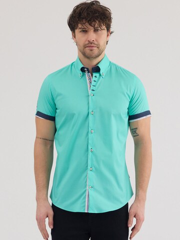 Slim fit Camicia 'Roma' di 7Camicie in verde: frontale
