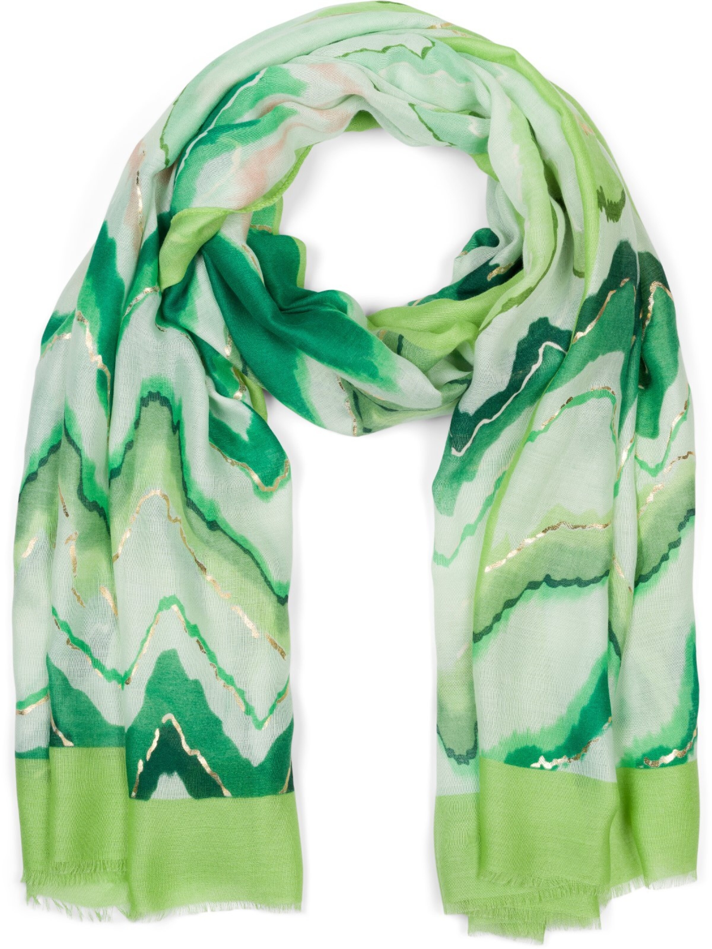 styleBREAKER Scarf 'Leichter Schal mit Zick-Zack Muster' in Green: front