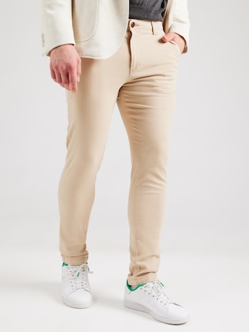 JACK & JONES Slim fit Chino Pants 'JJMarco' in Beige: front
