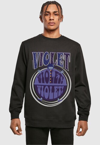 ABSOLUTE CULT Sweatshirt 'Willy Wonka - Violet Turning Violet' in Zwart: voorkant