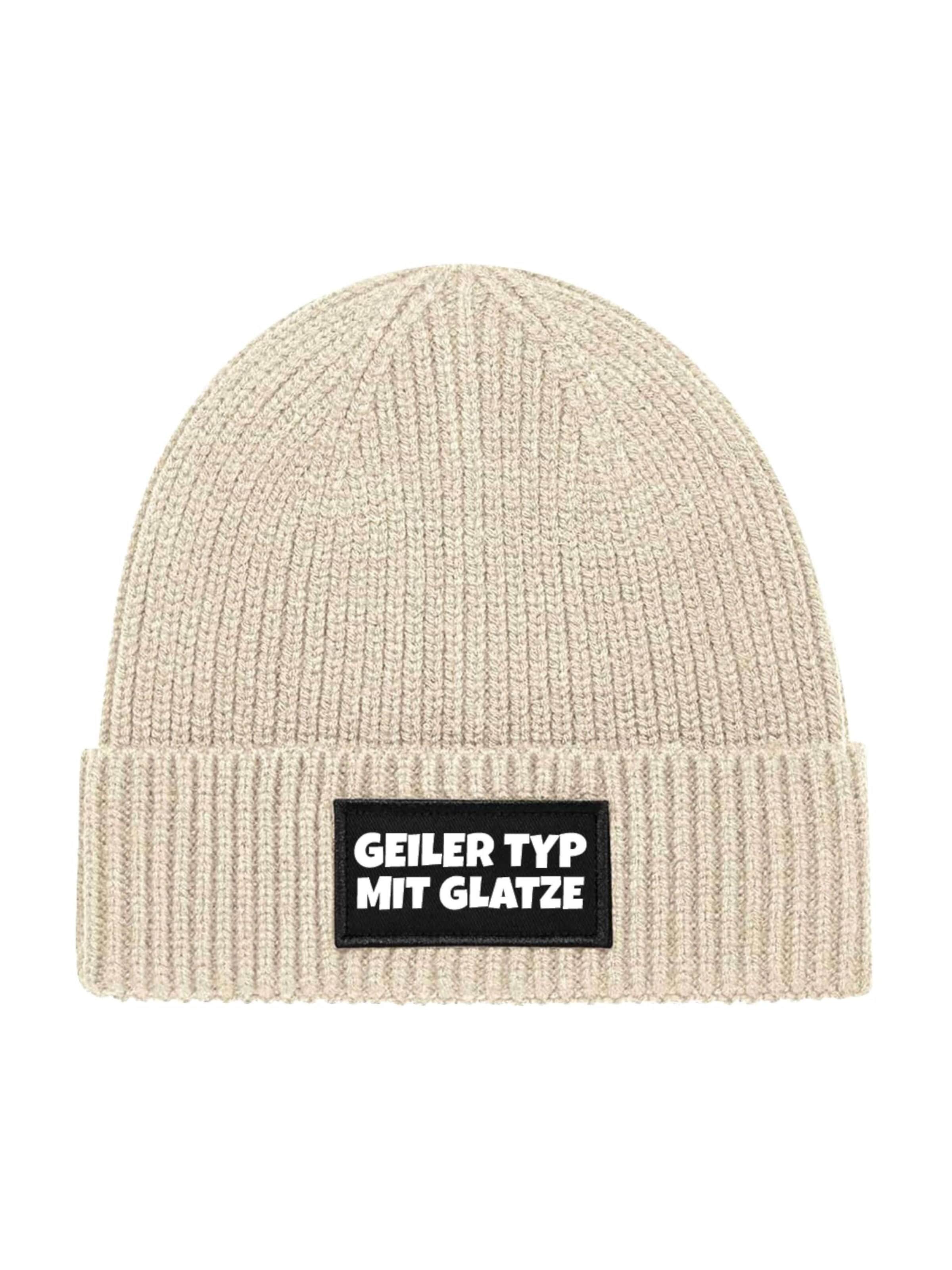 Youth Designz Beanie 'Geiler Typ mit Glatze' in Beige: front
