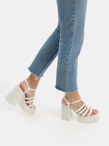 Bershka Strap Sandals in White: front