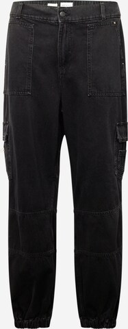 Effilé Pantalon cargo 'OREO' River Island Plus en noir : devant