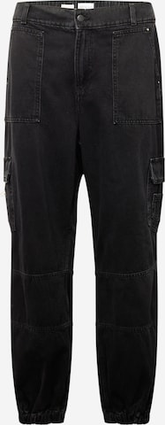 River Island Plus Tapered Cargo Pants 'OREO' in Black: front