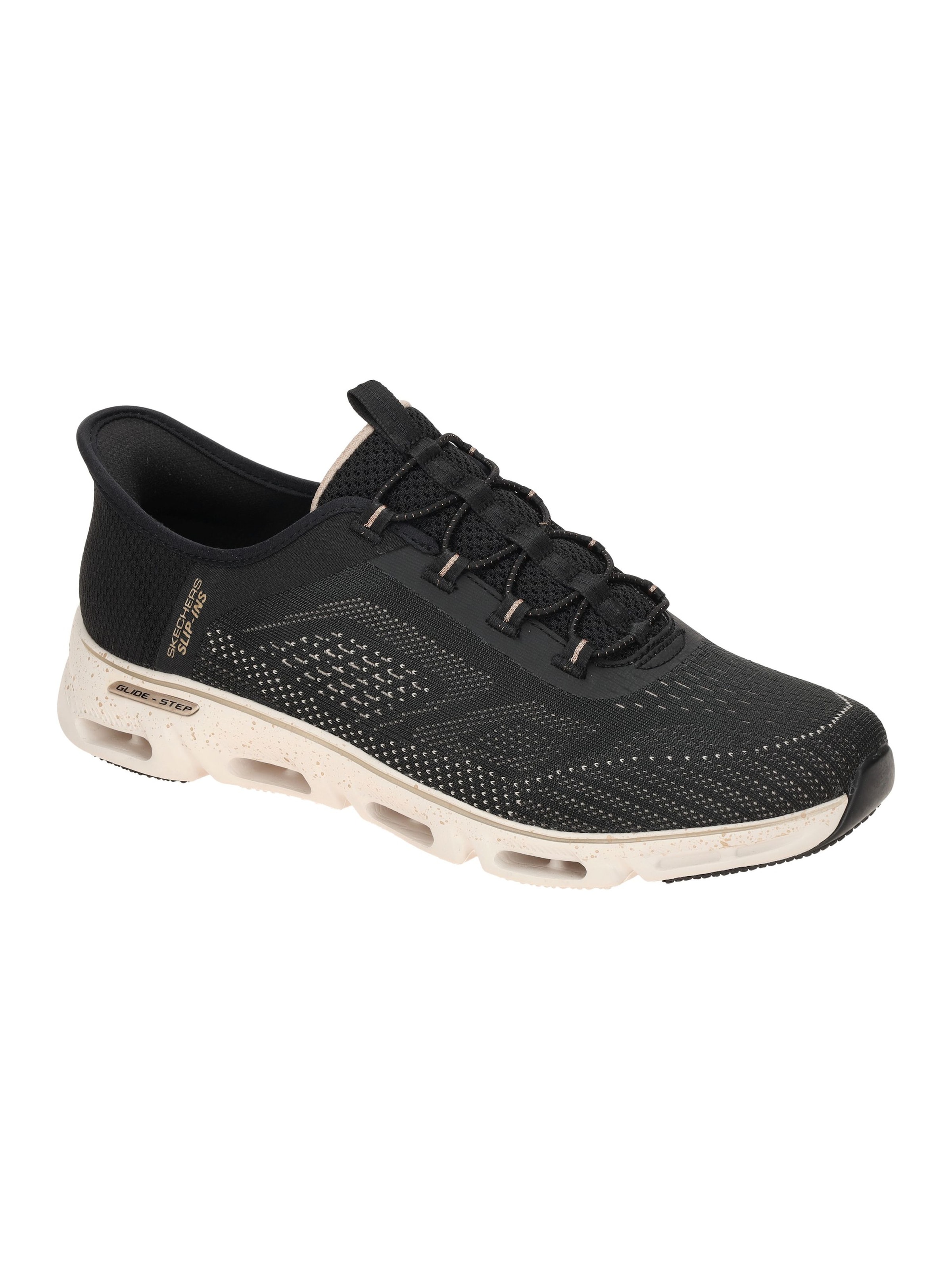 SKECHERS Hausschuh 'Skechers Glide Step Schuhe Sneakers schwarz beige SLIP-INS 104610'‌‌‌‌‌‌‌ in Schwarz: Vorderseite