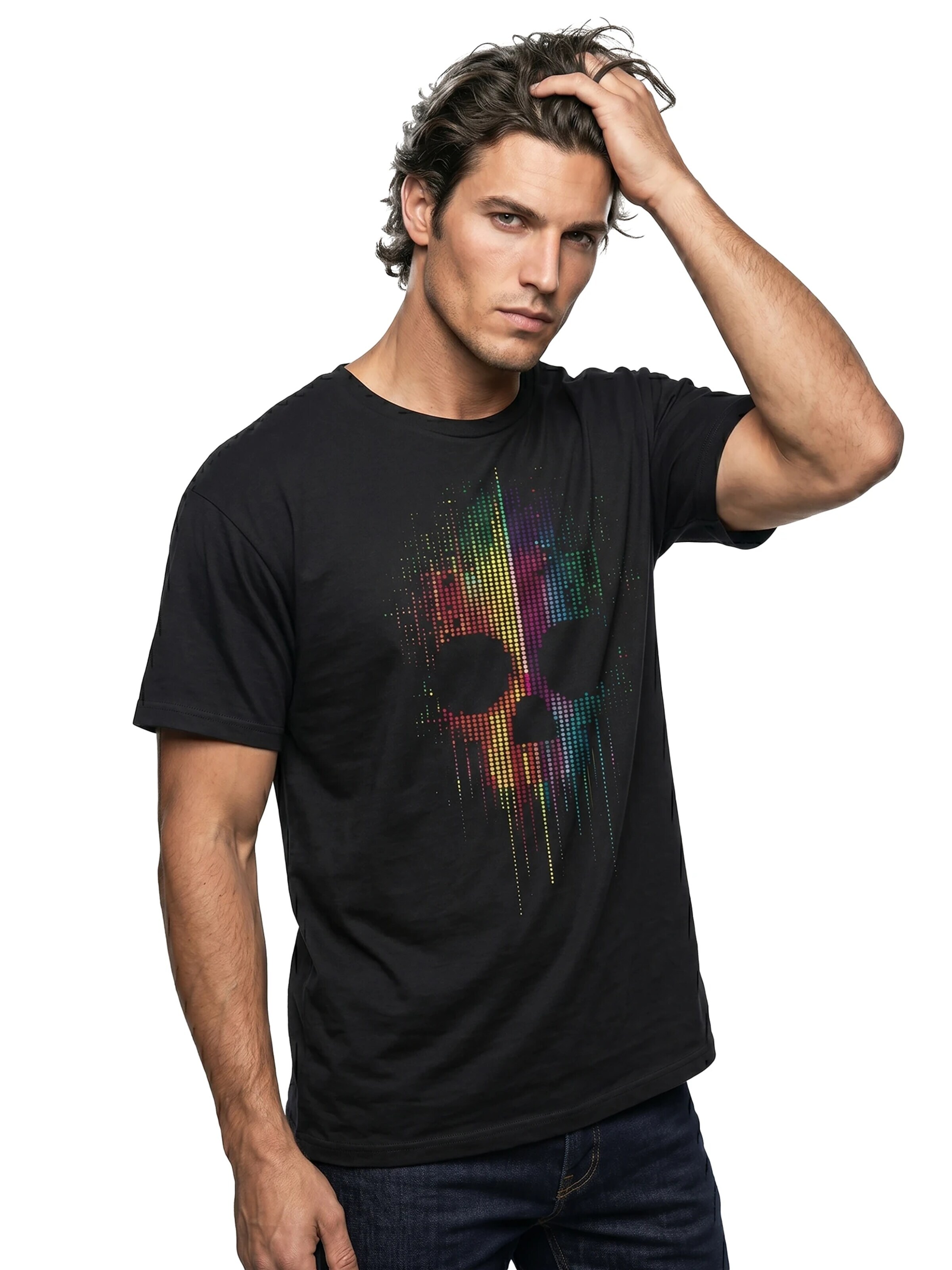 MAKAYA Shirt 'Ai Dot Skull' in Black