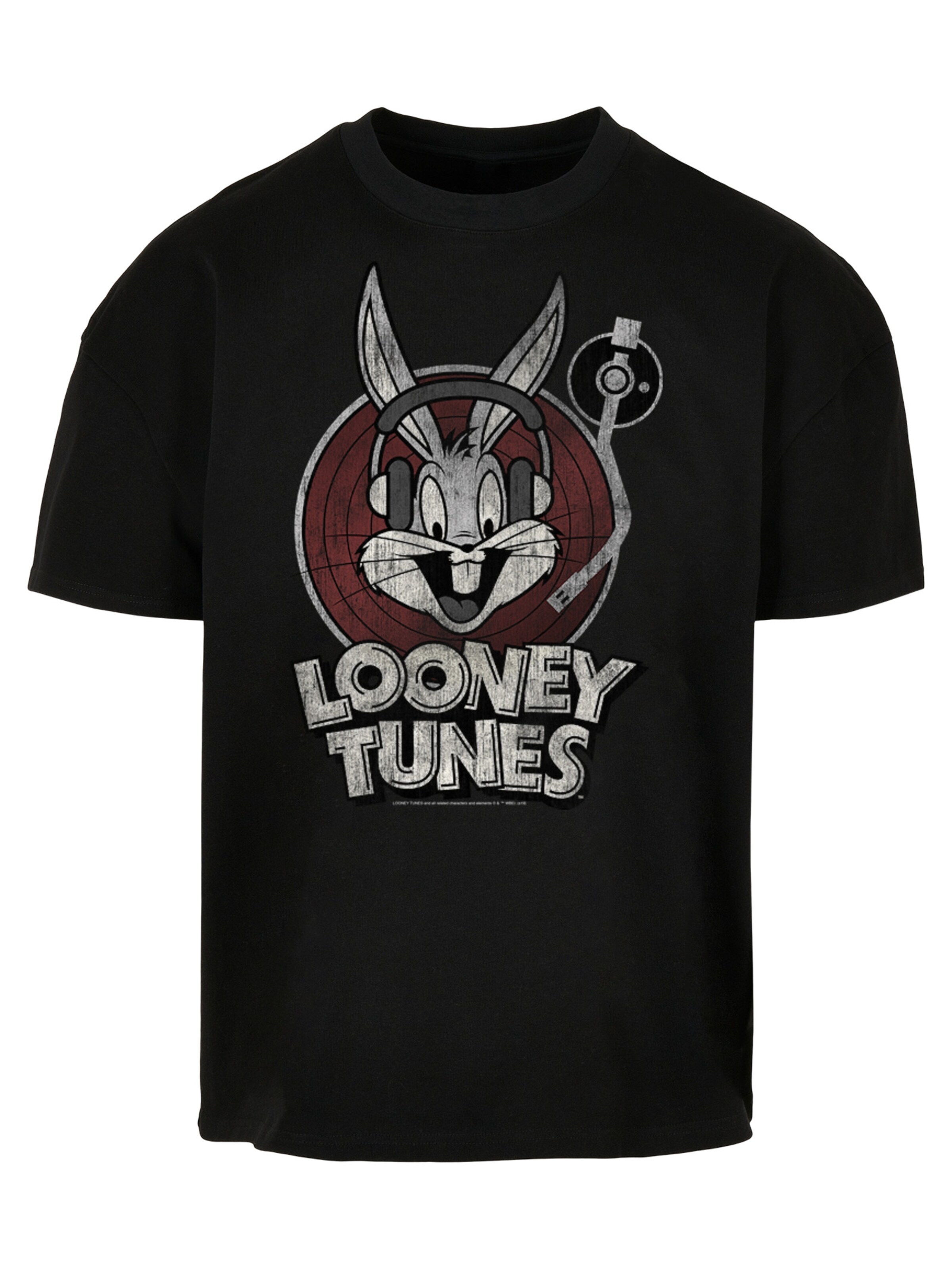 F4NT4STIC Shirt 'Looney Tunes Bugs Bunny' in Zwart: voorkant