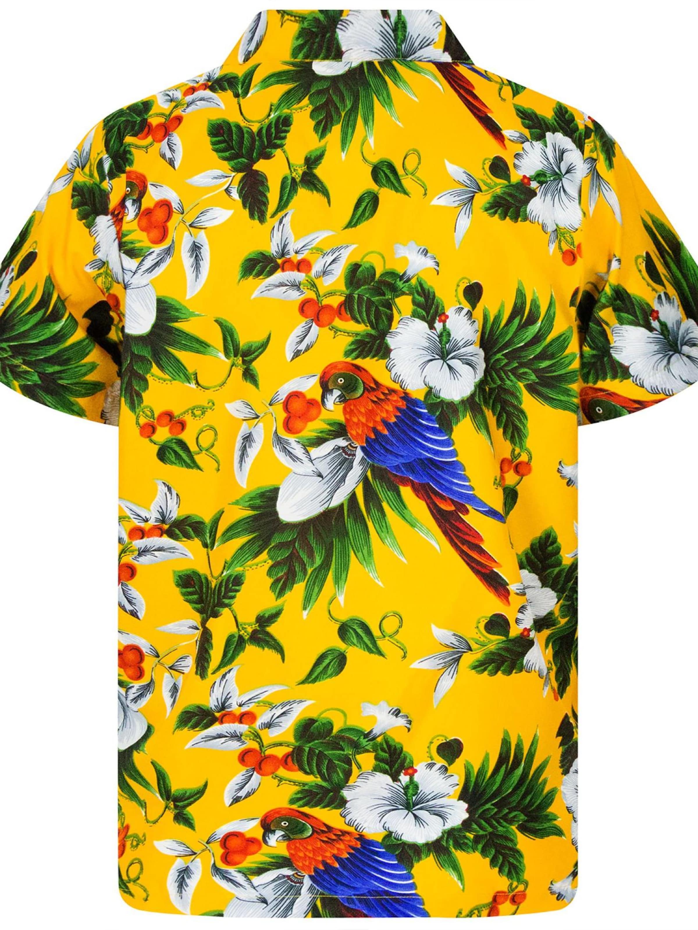 King Kameha Shirt 'Cherryparrot' in Geel