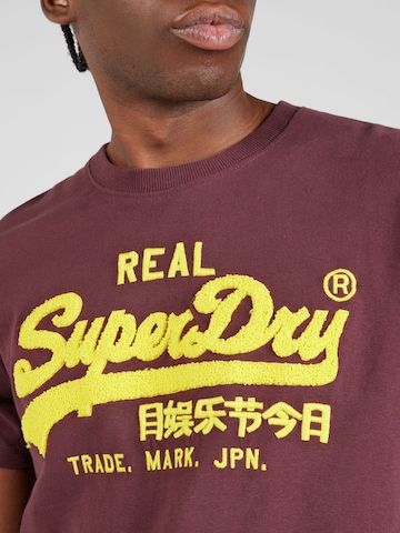 Superdry Tapered T-Shirt 'CHENILLE' in Rot