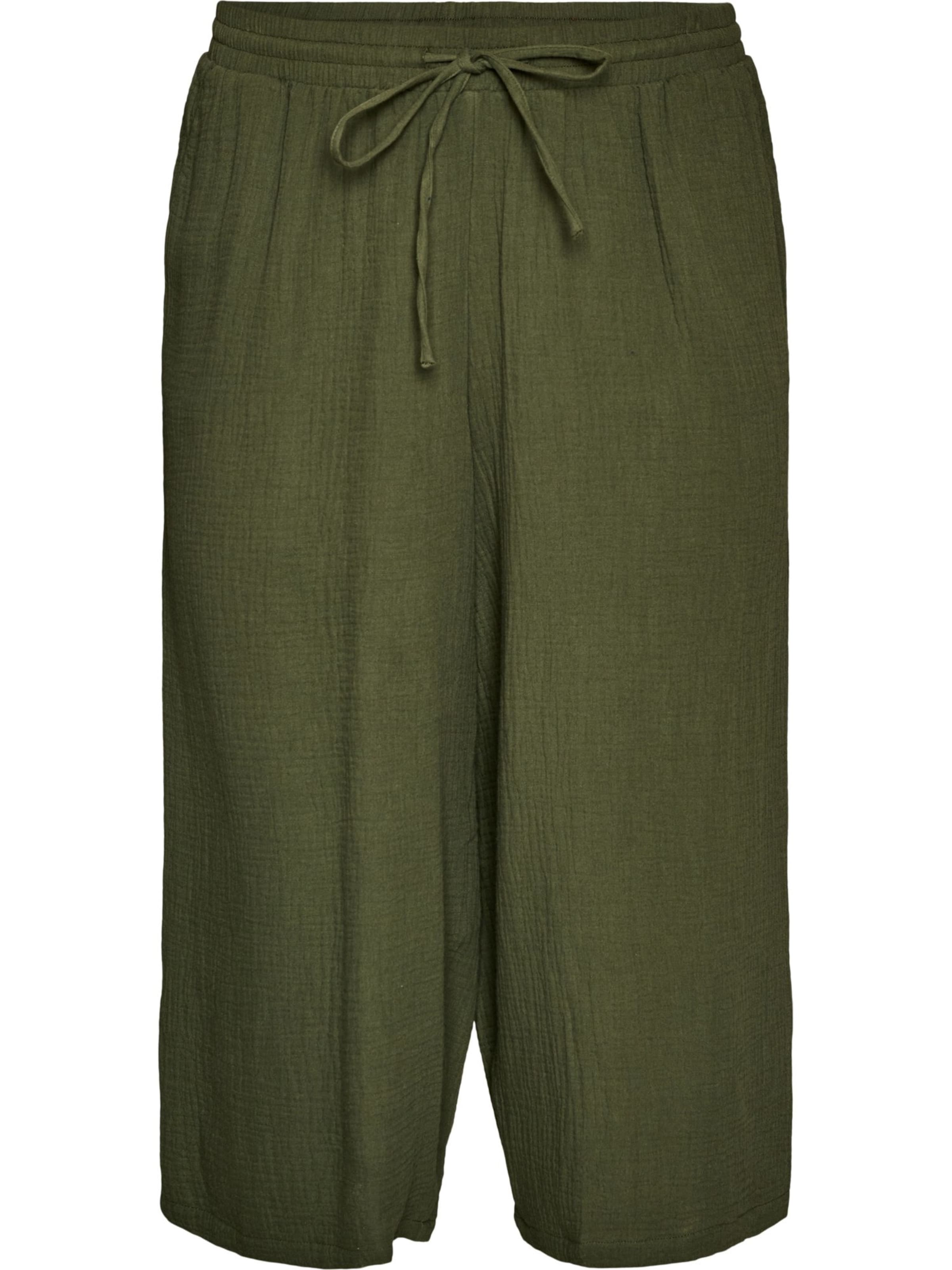 Loosefit Pantalon 'Vvivu' Zizzi en vert : devant